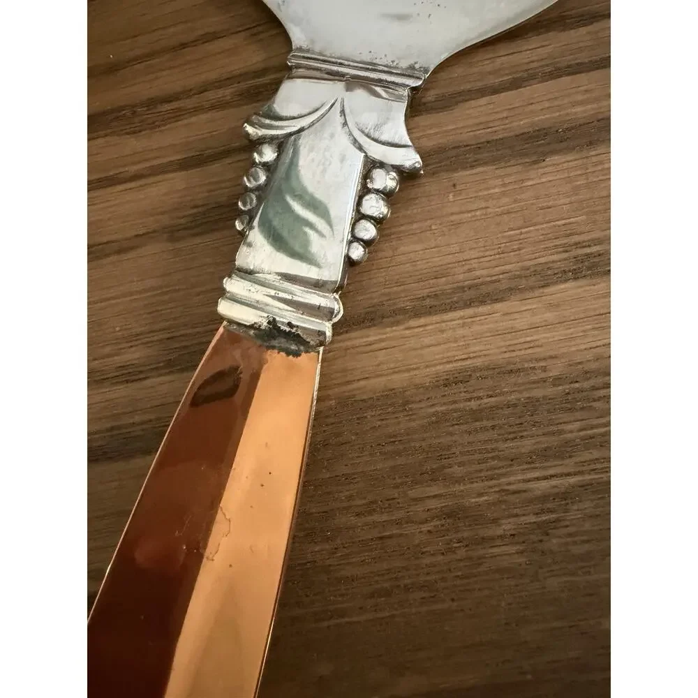 Vintage Midcentury Copper Craft Guild Salad Serving Set Copper and Silver Plate